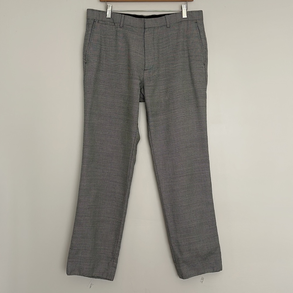 Theory Mens Wool Blend Black and White Textured Pattern Pants Size 34